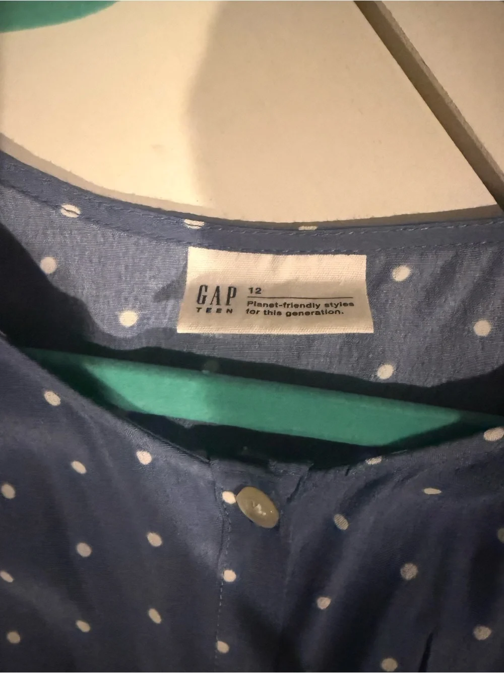 GAP Blue Polka Dot Button-Front Kids Dress